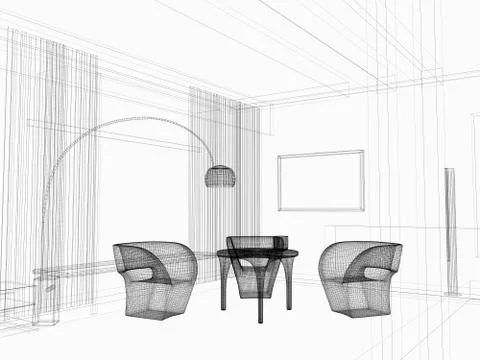 Modern dining room Stock Illustration