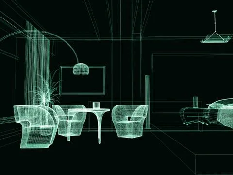 Modern dining room Stock Illustration