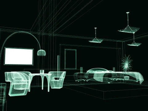 Modern dining room Stock Illustration