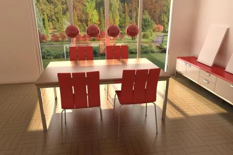Modern dining room Stock Illustration