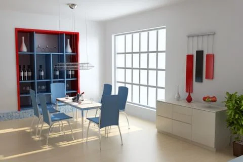 Modern dining room Illustrazione stock