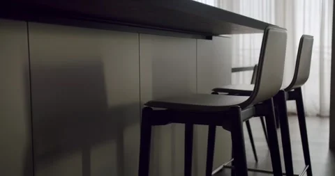 Modern Dining Room Interior with Black Chairs and Table Stock Footage 344859779