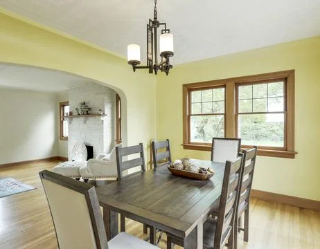 Modern dining room interior Stock Photos