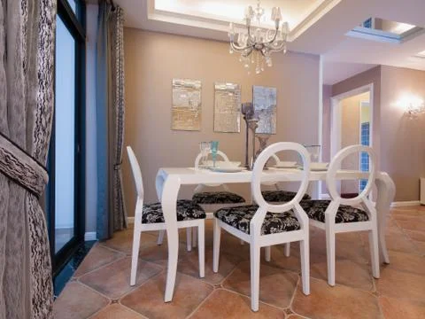 Modern dining room Stock Photos
