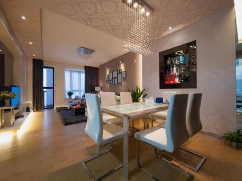 Modern dining room Stock Photos