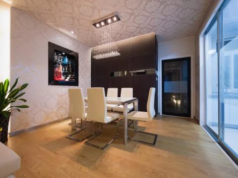 Modern dining room Stock Photos