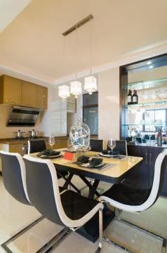 Modern dining room Stock Photos