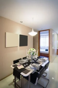 Modern dining room Stock Photos
