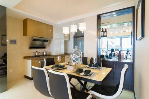 Modern dining room Stock Photos