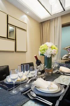 Modern dining room Stock Photos