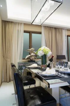 Modern dining room Stock Photos