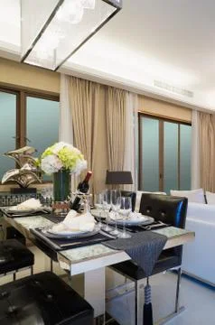 Modern dining room Stock Photos