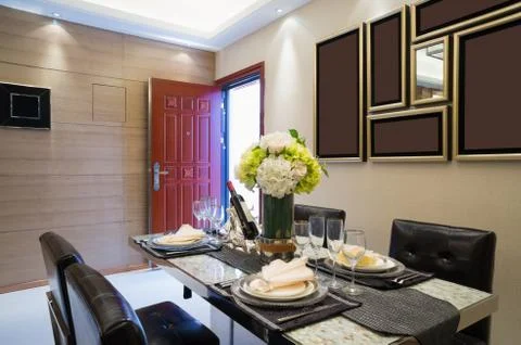 Modern dining room Stock Photos