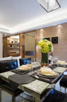 Modern dining room Stock Photos