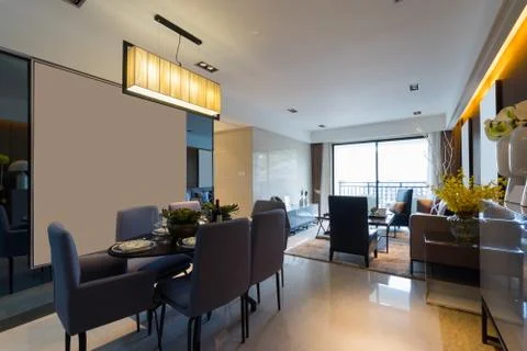 Modern dining room Stock Photos