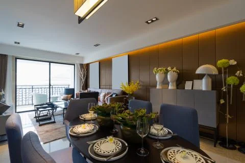 Modern dining room Stock Photos