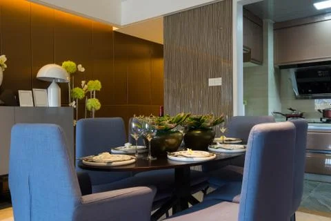 Modern dining room Stock Photos