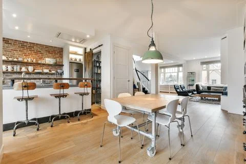 Modern dining room Stock Photos