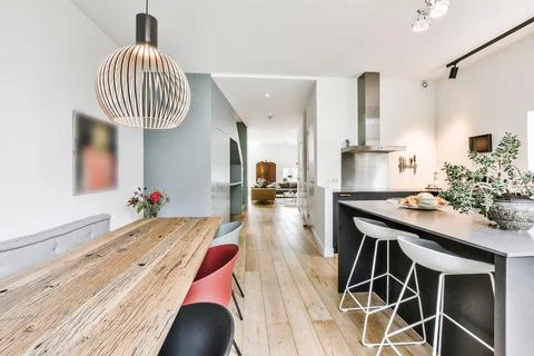 Modern dining room Stock Photos