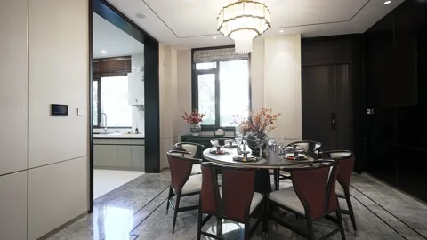 Modern dining room with simplicity design Stock Footage 198109481