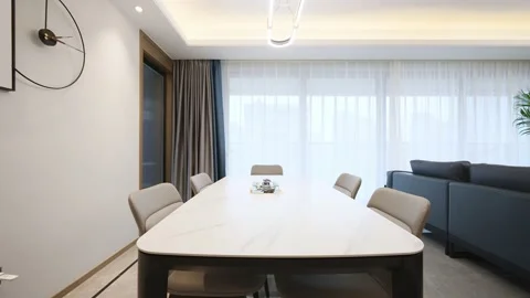 Modern dining room with simplicity design Stock Footage 199024028