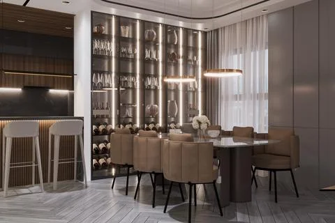 Modern dining table arrangements for a smart living ideas and table allocat.. Illustrazione stock