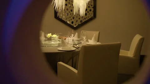 Modern Dining Table Elegantly Set in Contemporary Beijing Restaurant Interior Stock Footage 345764014