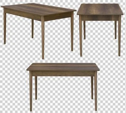 Modern dining table isolated, transparent background, furniture PNG Stock Photos