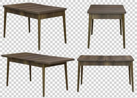 Modern dining table isolated, transparent background, furniture PNG Stock Photos