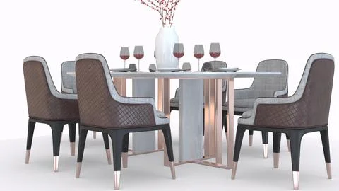 Modern dining table with white background Stock Illustration
