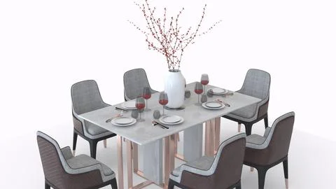 Modern dining table with white background Stock Illustration