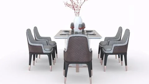 Modern dining table with white background Stock Illustration