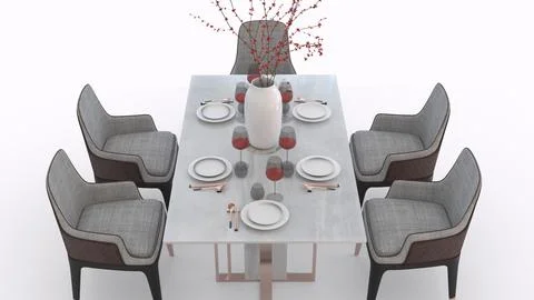 Modern dining table with white background Illustrazione stock
