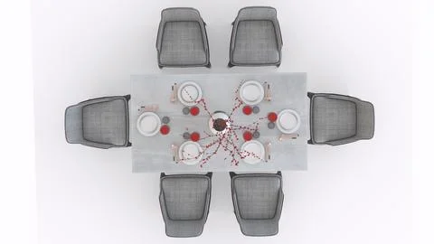 Modern dining table with white background Illustrazione stock