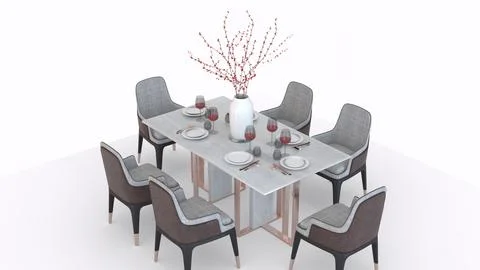 Modern dining table with white background Stock Illustration