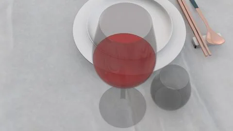 Modern dining table with white background Illustrazione stock