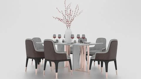 Modern dining table on white background Ilustración de archivo