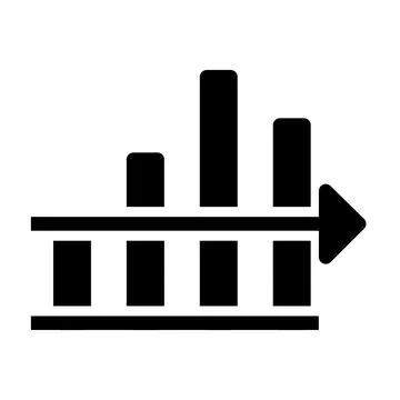 Modern directional arrow icon with three-tiered building silhouette Stock Illustration