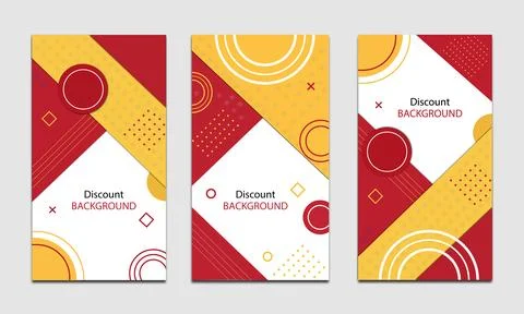 Modern Discount Banner Background Set with Red and Yellow Geometric Design 스톡 일러스트