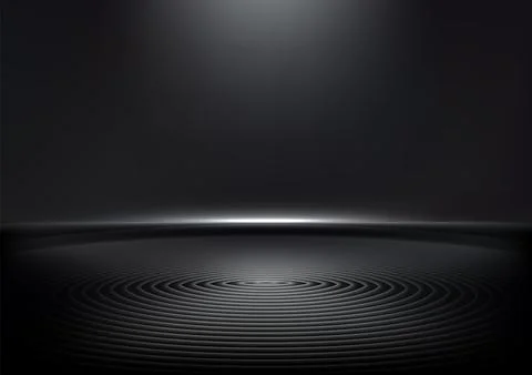 Modern display on a black ripple surface with lighting effect on dark backg.. Stock Illustration