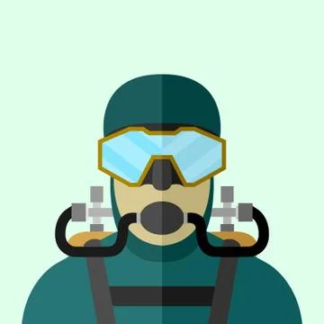 Modern Diver in Suit Vector Illustration Stock Illustration