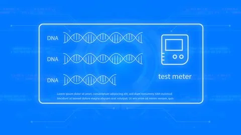 Modern DNA Testing Device Screen with DNA Double Helix Visuals and Test Met.. 库存插图