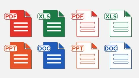 Modern Documents File Format icon. File type isolated on white background. PDF,  스톡 일러스트