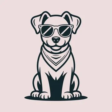Modern dog face vector drawing with clean hand drawn pet outline Stock Illustration