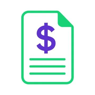 Modern dollar sign inside green document icon 스톡 일러스트