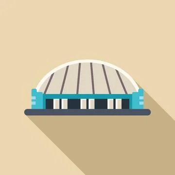 Modern domed stadium building flat design illustration concept Ilustração Stock