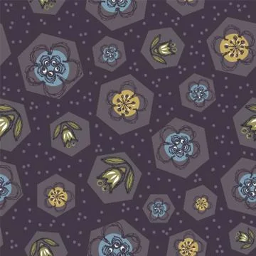 Modern Doodle Daisy Seamless Pattern. Hand Drawn Scribble Flower Repeat . Dot Illustrazione stock