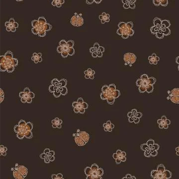 Modern Doodle Daisy Seamless Pattern. Hand Drawn Scribble Flower Repeat. Ditsy Stock Illustration