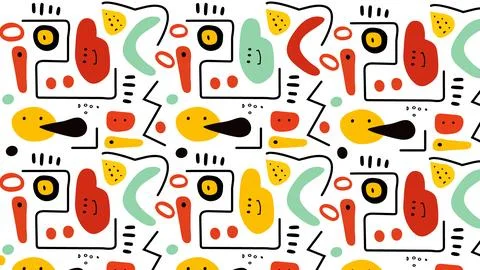 Modern Doodle Expression Art Background Stock Illustration