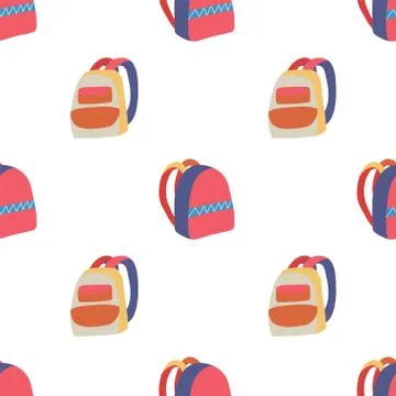 Modern doodle seamless pattern with two backpack Stock Illustration